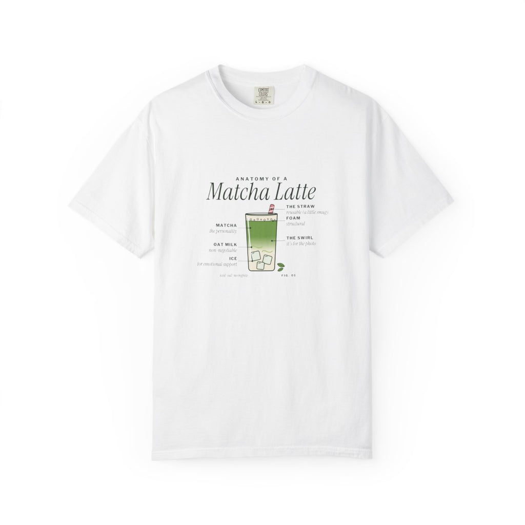 Anatomy of a Matcha Latte tee front, White