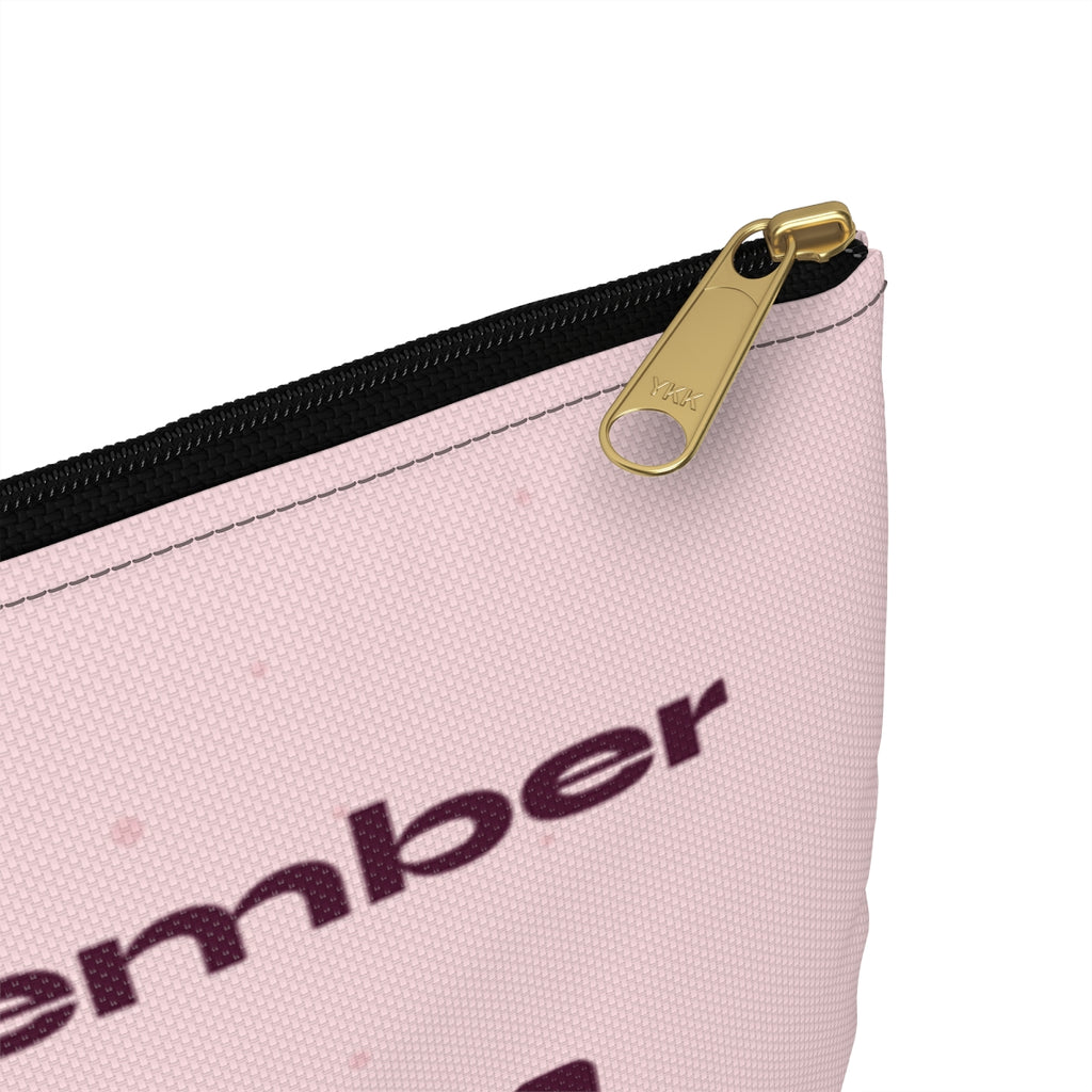 Shades of December pouch close up, Large black zipper