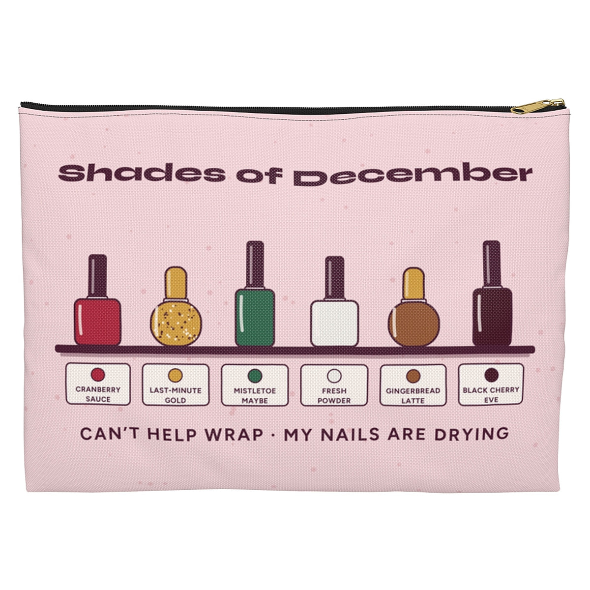 Shades of December pouch design detail close-up