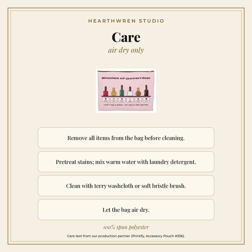 Shades of December pouch care card