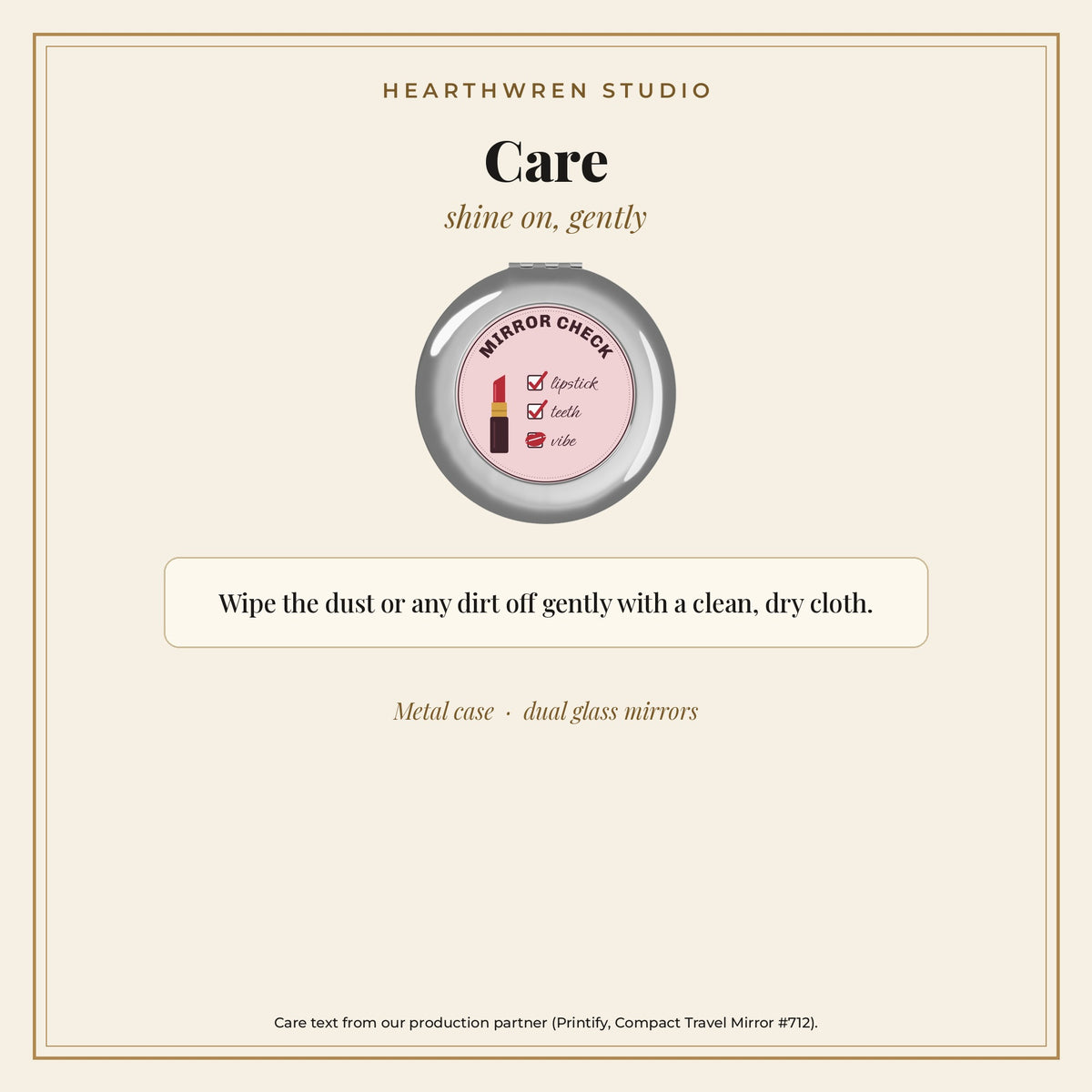 Compact mirror care card