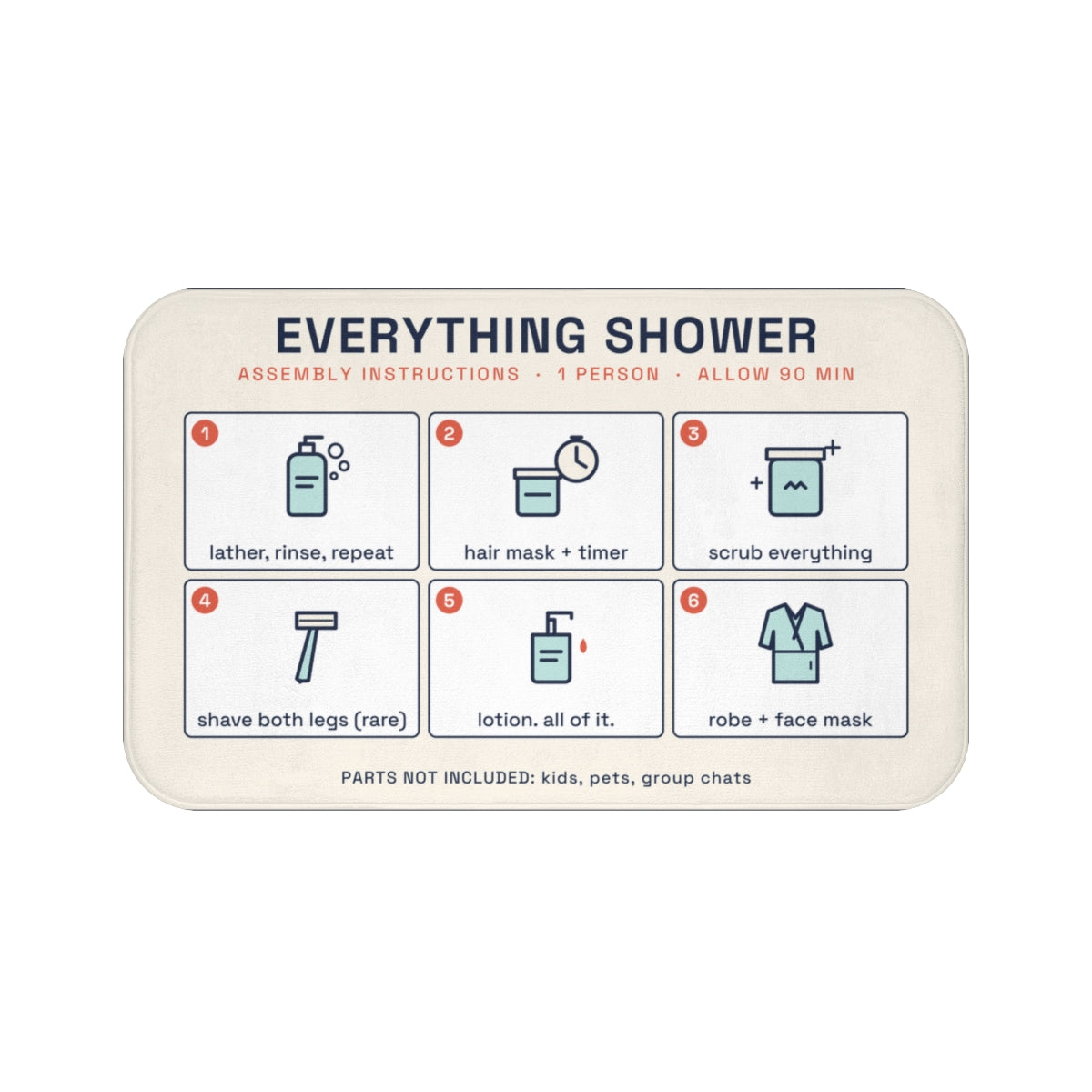 Everything Shower bath mat front, 34x21