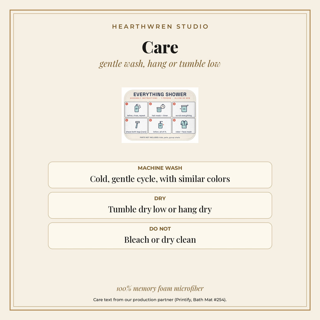 Everything Shower bath mat care card